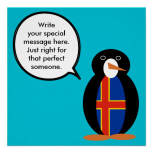 Åland Islands Talking Ms Penguin Personalised Poster