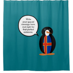 Åland Islands Talking Ms Penguin Personalised Shower Curtain