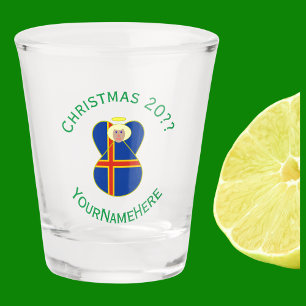 Ålander Angel Christmas Flag Personalised Shot Glass