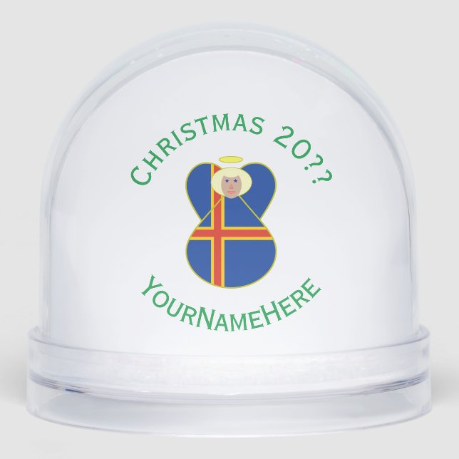 Ålander Angel Christmas Flag Personalised  Snowglobe (Front)