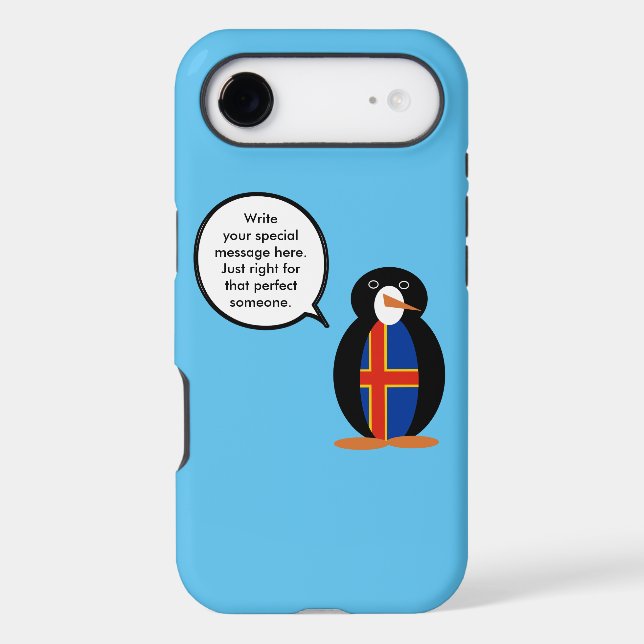 Ålander Flag Talking Ms. Penguin Personalised Text (Back)