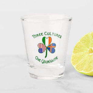 Ålander Irish American Shamrock Flag Personalised Shot Glass
