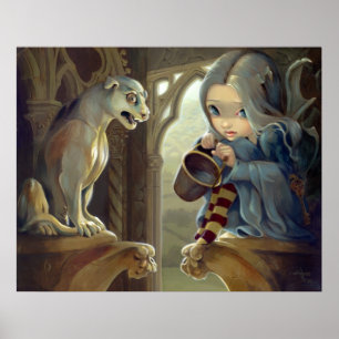 Alannah and the Gargoyle ART PRINT gothic fairy