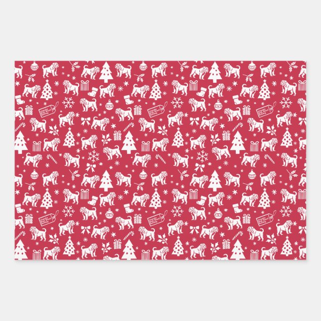Alapaha Blue Blood Bulldog Christmas Wrapping Paper Sheet (Front)