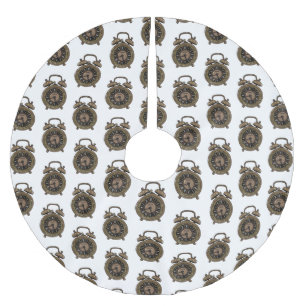 Alarm clock cartoon illustration brushed polyester tree skirt