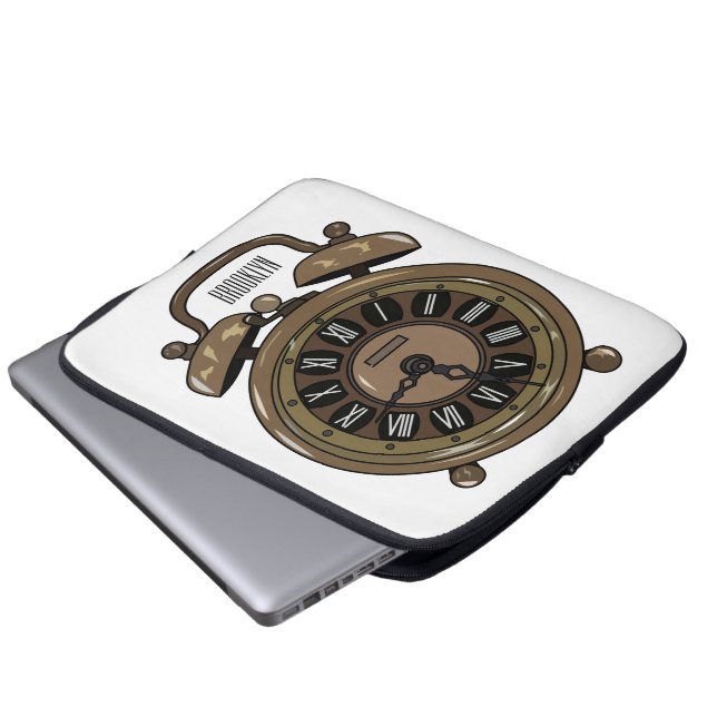 Alarm clock cartoon illustration laptop sleeve (Front Bottom)