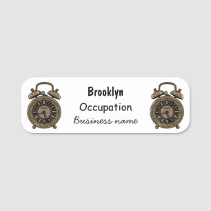 Alarm clock cartoon illustration name tag