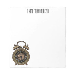 Alarm clock cartoon illustration notepad