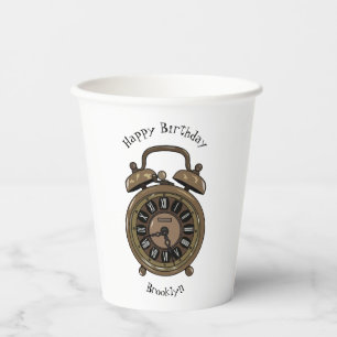 Alarm clock cartoon illustration paper cups