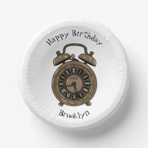 Alarm clock cartoon illustration paper plate