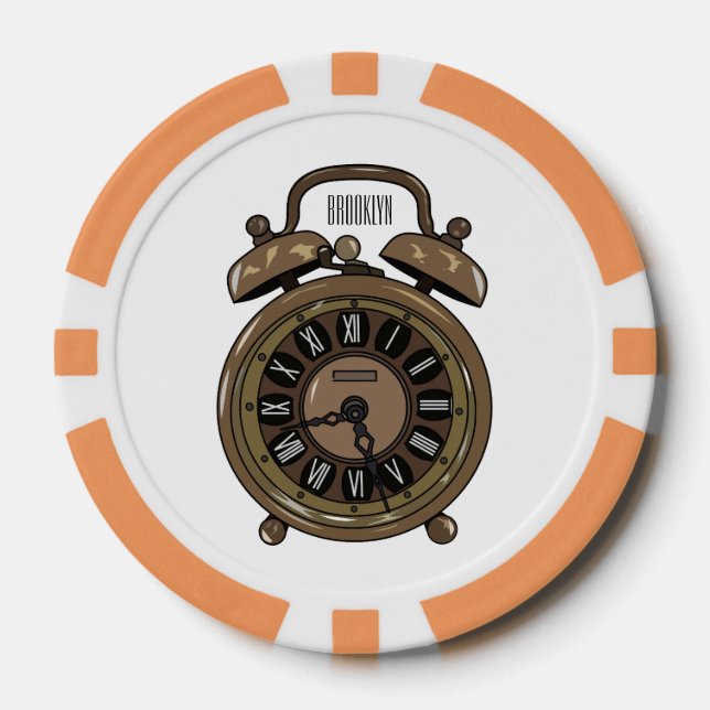 Alarm clock cartoon illustration poker chips (Front)