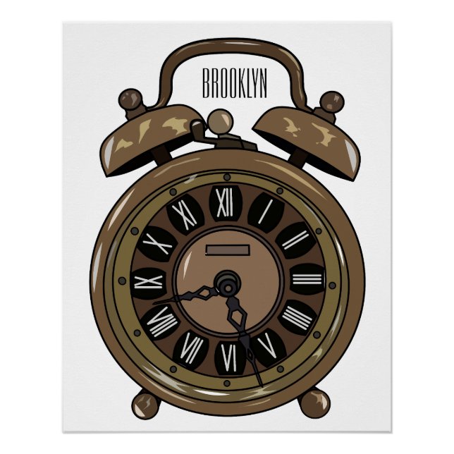 Alarm clock cartoon illustration poster (Front)