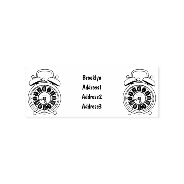 Alarm clock cartoon illustration rubber stamp (Imprint)