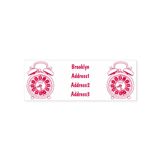 Alarm clock cartoon illustration self-inking stamp (Design)