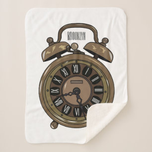 Alarm clock cartoon illustration sherpa blanket