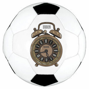 Alarm clock cartoon illustration soccer ball