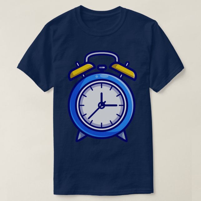 Alarm Clock Cartoon Illustration T-Shirt (Design Front)