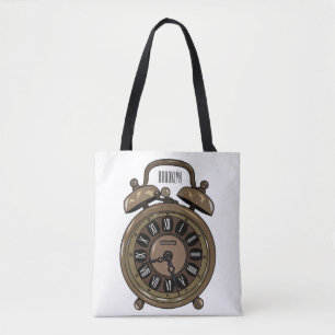 Alarm clock cartoon illustration tote bag