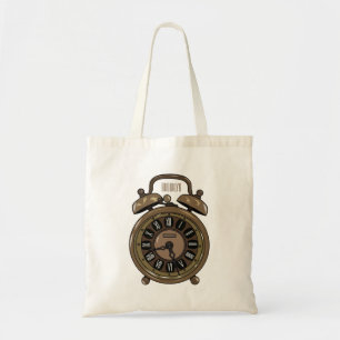 Alarm clock cartoon illustration tote bag
