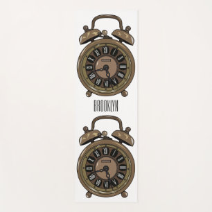 Alarm clock cartoon illustration yoga mat
