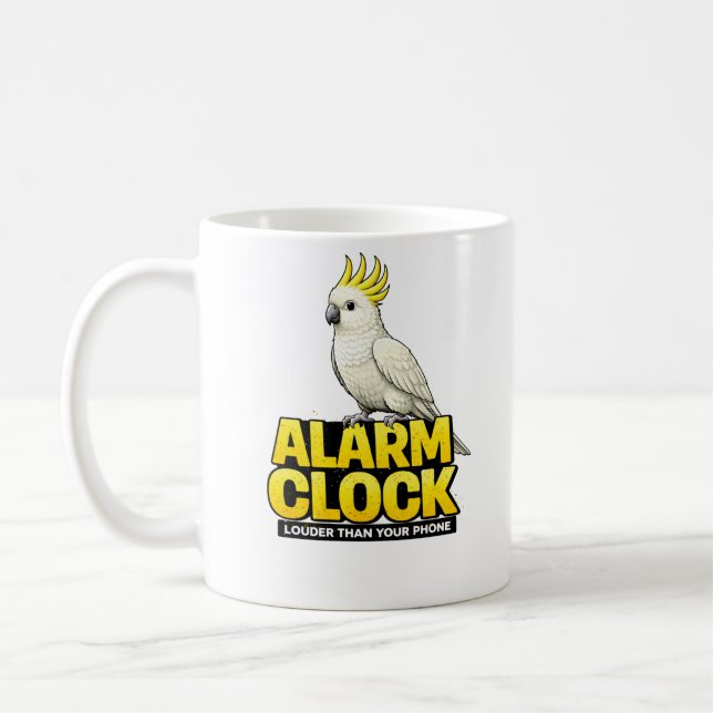 Alarm Clock Cockatoo Coffee Mug (Left)
