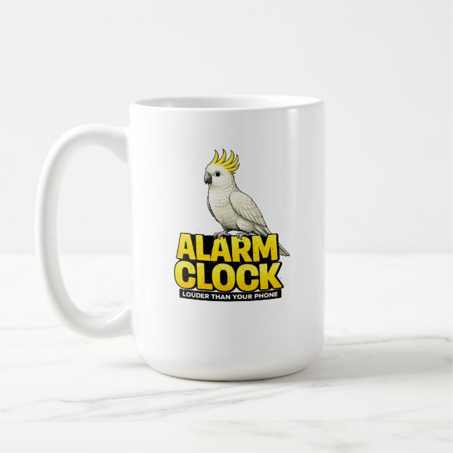 Alarm Clock Cockatoo Coffee Mug (Left)