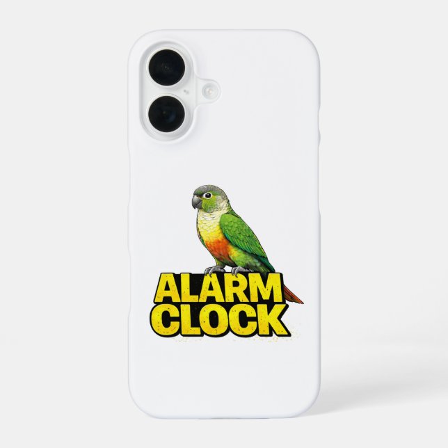 Alarm Clock Green Cheek Conure iPhone 16 Case (Back)