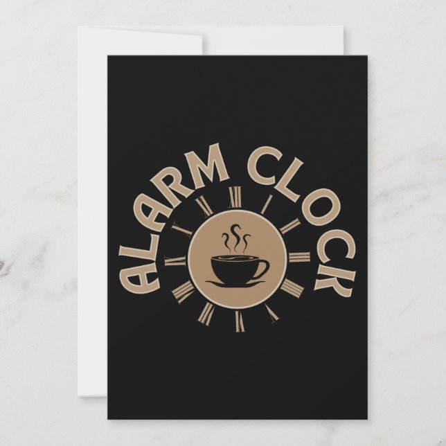 ALARM CLOCK RETRO MORNING COFFEE LOVER INVITATION (Front)