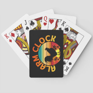 ALARM CLOCK VINTAGE MORNING ROOSTER CHICKEN PLAYING CARDS