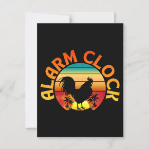 ALARM CLOCK VINTAGE MORNING ROOSTER CHICKEN POSTCARD