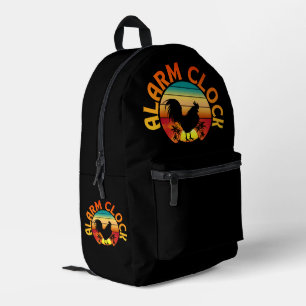 ALARM CLOCK VINTAGE MORNING ROOSTER CHICKEN PRINTED BACKPACK