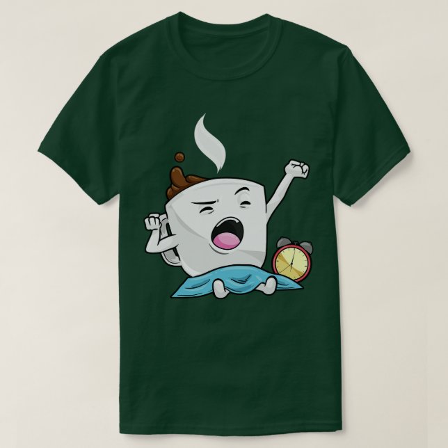 Alarm clock with cup of coffee T-Shirt (Design Front)