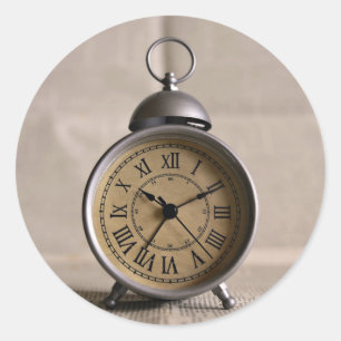 Alarm clock with roman numerals classic round sticker