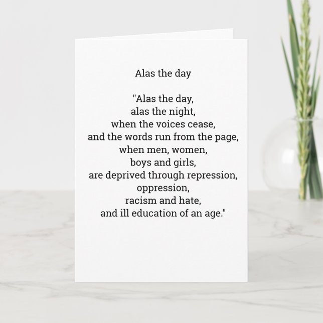 Alas the day poetry card (Front)