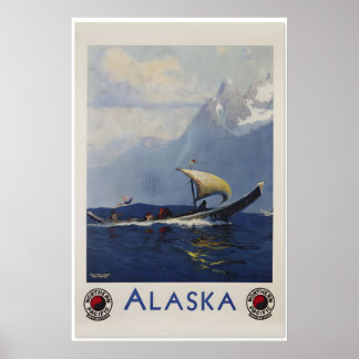 Alaska 1920s Northern Pacific Railaroad Vintage Poster