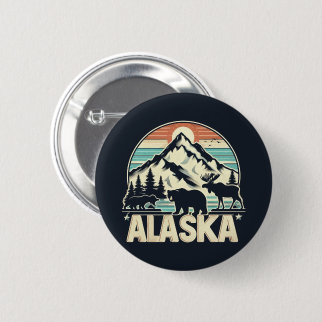 Alaska 6 Cm Round Badge (Front & Back)