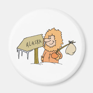 Alaska AK Alaskan Eskimo Vintage Travel Souvenir Magnet