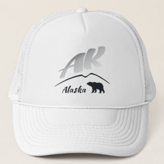 Alaska (AK) Kodiak brown bear - Black Logo Trucker Hat