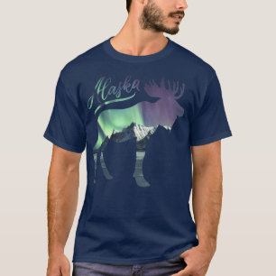 Alaska Alaskan Wildlife Moose Aurora Borealis The  T-Shirt