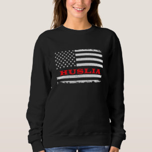 Alaska American Flag Huslia Usa Patriotic Souvenir Sweatshirt