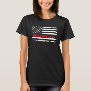 Alaska American Flag Huslia USA Patriotic Souvenir T-Shirt