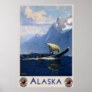 Alaska American USA United States Vintage Travel Poster