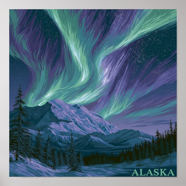 Alaska Aurora Night Poster (Front)