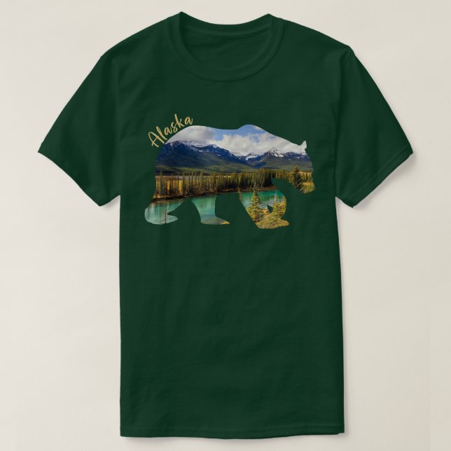 Alaska Bear - Grizzly Bear With Alaska Mountains39 T-Shirt (Design Front)