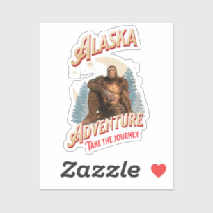 Alaska Bigfoot Adventure Retro Wilderness Art