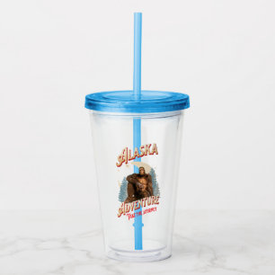 Alaska Bigfoot Adventure Retro Wilderness Art Acrylic Tumbler