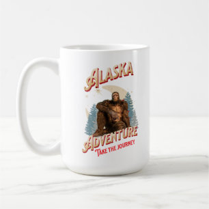 Alaska Bigfoot Adventure Retro Wilderness Art Coffee Mug