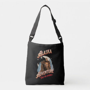 Alaska Bigfoot Adventure Retro Wilderness Art Crossbody Bag