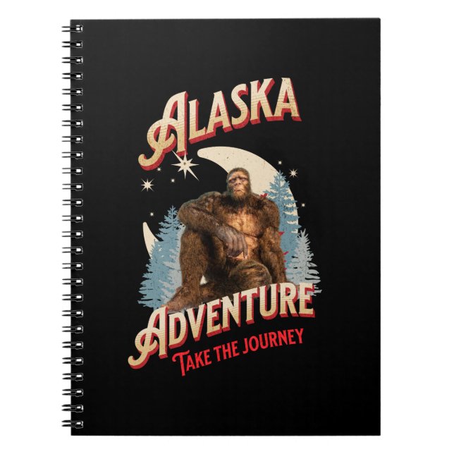 Alaska Bigfoot Adventure Retro Wilderness Art Notebook (Front)