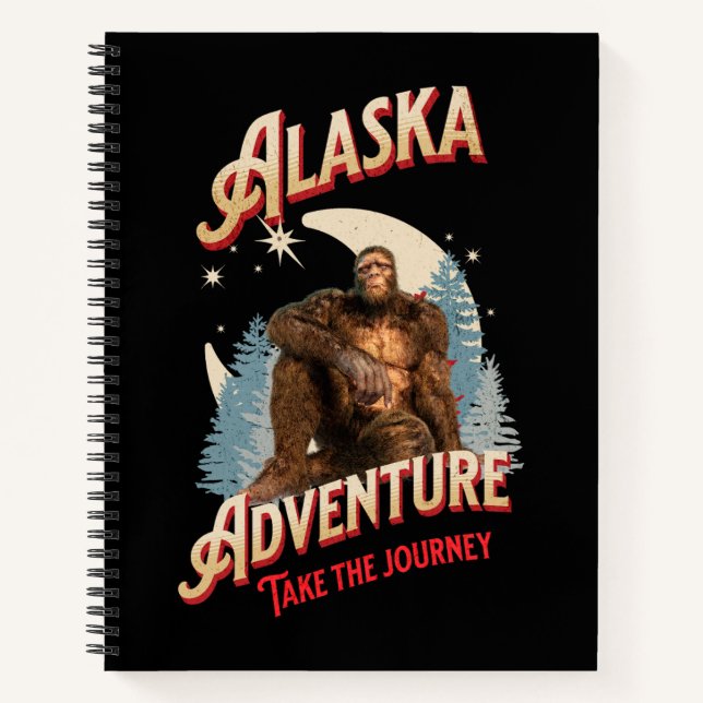 Alaska Bigfoot Adventure Retro Wilderness Art Notebook (Front)